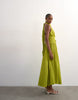 Topshop dropped waist halter maxi dress in brown and lime plaid