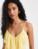Vero Moda frill trim cami midi dress in yellow