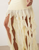 Kaiia exclusive textured mesh bandeau ruffle hem maxi dress in lemon