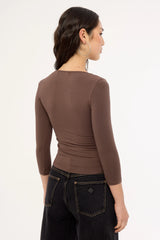 Motel Trudis V Neck Wrap Top COFFEE QUARTZ