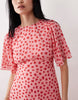 Wednesday's Girl floral print high neck ruffle sleeve maxi dress in pink