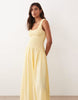 crinkle scoop neck maxi sundress with shirred waist in lemon