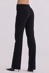 black straight leg trousers