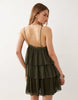Mango ruffle mini dress in khaki