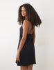 Mango Teen knit halterneck mini dress in charcoal