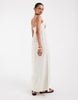 Vero Moda cotton cami maxi dress with contrast leaf embroidery in cream