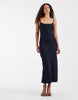 & Other Stories satin bias cut maxi dress in navy blue