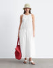 & Other Stories pure cotton trapeze midaxi dress with dropped waist in white