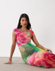 AFRM Mylo printed mesh cap sleeve maxi dress in abstract floral print