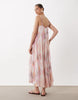 YAS double cami strap drapey midi dress in soft peach tie dye print