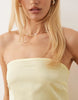 Pieces bandeau maxi satin dress in pale banana