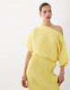 Never Fully Dressed Tilly off-shoulder plissé maxi dress in lemon