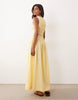 crinkle scoop neck maxi sundress with shirred waist in lemon