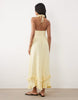 crochet halter tiered midi dress in buttermilk