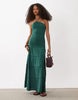 Mango Teen halterneck tiered maxi dress in green