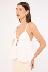Sndys The Label Fallen Peplum Top White