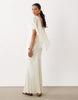 satin cape layer maxi dress in ecru
