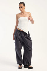 L&t Strapless Asymmetrical Top White