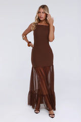 Sweet Gleam Maxi Dress Brown