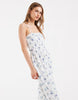 PIECES smocked lace cami maxi dress in blue ditsy floral print