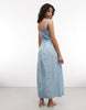 Reclaimed Vintage maxi summer dress with broderie seam and bust detail in blue