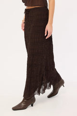 Luck & Trouble Marisole Gathered Maxi Skirt Choc