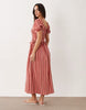 Wednesday's Girl shirred puff sleeve midaxi dress in pink stripes