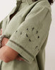 denim boxy shirt mini dress with ladder trim detail in khaki