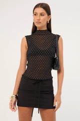 Luck & Trouble Kingsley Tie Mini Skirt Black