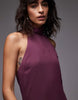 chiffon high halter neck maxi dress in plum