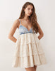 Miss Selfridge lace mix mini dress in blue wash
