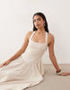 wide halter neck maxi dress with volume skirt in neutral