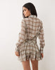 Aria Cove sheen chiffon ruffle skirt shirt dress in muted plaid