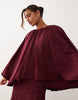full volume cape maxi dress with godets in berry