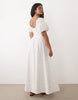 Esmée Curve tie front puff sleeve maxi dress in white ditsy floral