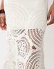 compact knit contrast crochet midi dress in white