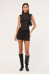 Luck & Trouble Kingsley Tie Mini Skirt Black