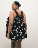 Curve poplin v-neck mini smock sundress with lace overlay in black and white polka dots