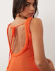 Wanderdoll Hallie knit rope trim detail tie back mini dress in orange