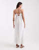ONLY tie back midaxi dress with embroidered hem detailing in white