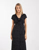 Brave Soul tie front midi dress with lace detail in black polka dot print