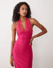 Vesper bengaline halter scoop neck maxi dress in pink
