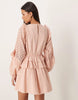 long sleeve ruffle mini dress in dusty pink
