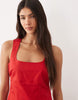 square neck bodycon mini sundress in tomato red