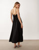 Mango v-neck sleeveless midi dress with pleat detail in black