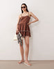 Esmée mini beach dress with cream scallop trim in brown