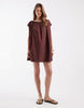 volume puff mini dress in rust