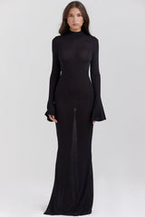 black knit maxi dress
