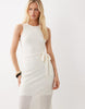 VILA jacquard knit sleeveless midaxi dress with waist detail in cream