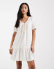 ONLY linen blend dropped hem mini dress in white